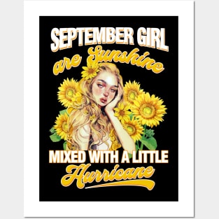 September Girl Sunshine Mixed Hurricane Shirt Cancer Leo Birthday Posters and Art